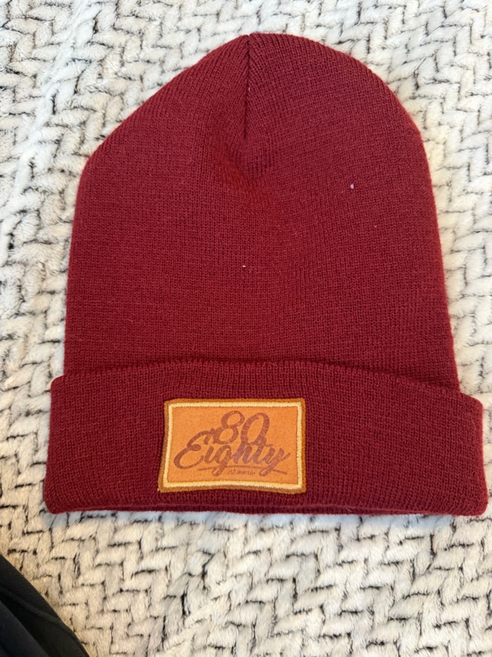 Burgundy Knit Beanie Hat
